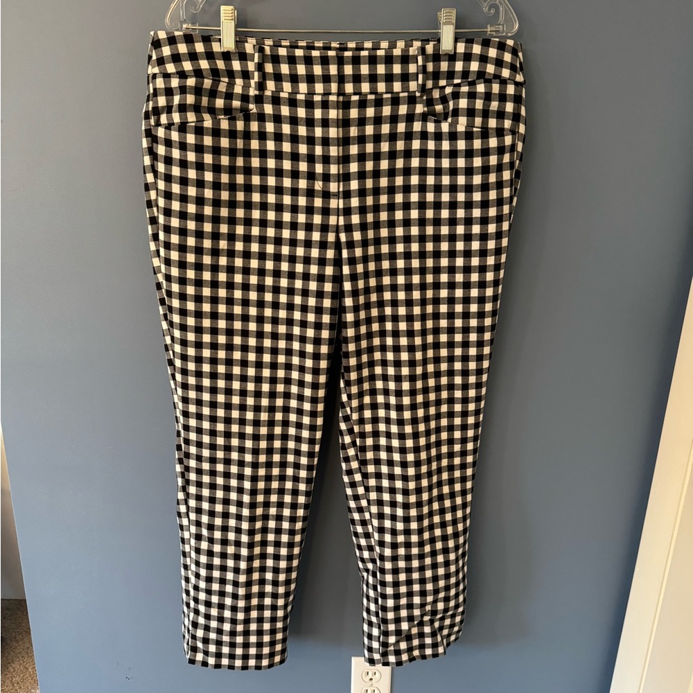 LOFT Riviera Black and White Checkered Pants